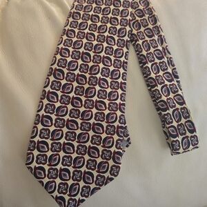 Venanzi Vintage Cream Patterned Men's Silk Necktie Tie